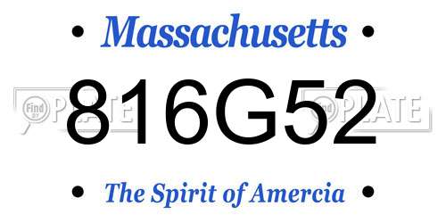 816G52 Massachusetts License Plate