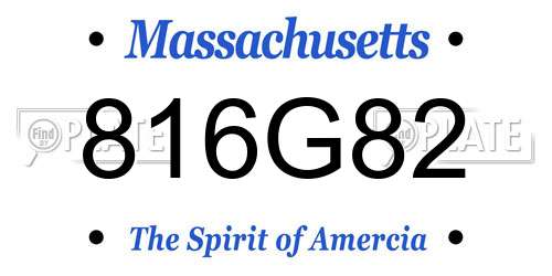 816G82 Massachusetts License Plate
