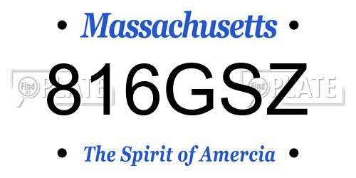 816GSZ Massachusetts License Plate