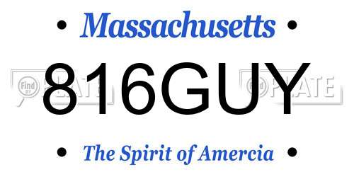 816GUY Massachusetts License Plate
