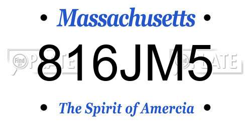 816JM5 Massachusetts License Plate