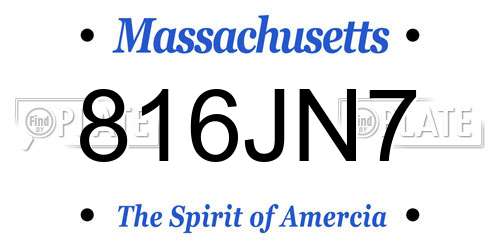 816JN7 Massachusetts License Plate
