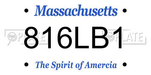 816LB1 Massachusetts License Plate
