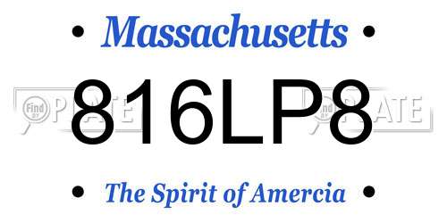816LP8 Massachusetts License Plate