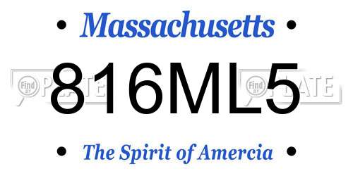 816ML5 Massachusetts License Plate