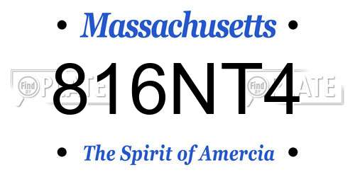816NT4 Massachusetts License Plate