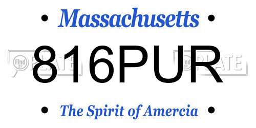 816PUR Massachusetts License Plate