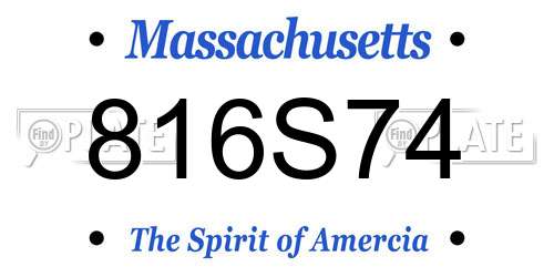 816S74 Massachusetts License Plate