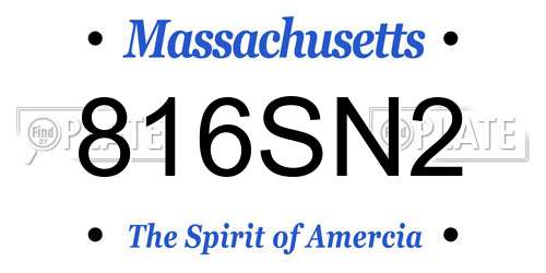816SN2 Massachusetts License Plate