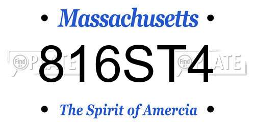816ST4 Massachusetts License Plate