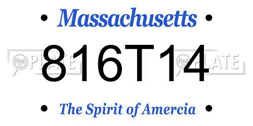 816T14 Massachusetts License Plate