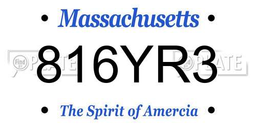 816YR3 Massachusetts License Plate