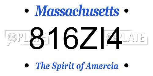 816ZI4 Massachusetts License Plate