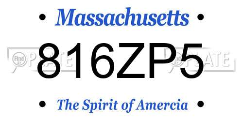 816ZP5 Massachusetts License Plate