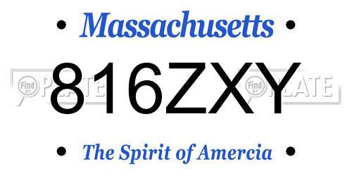 816ZXY Massachusetts License Plate