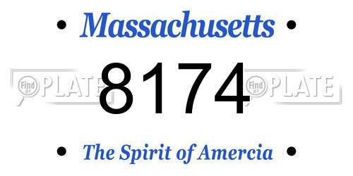 8174 Massachusetts License Plate