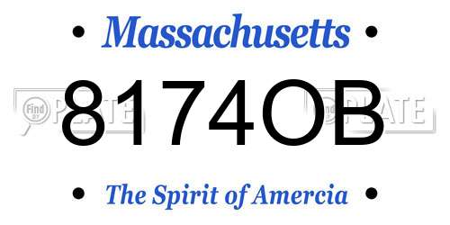 8174OB Massachusetts License Plate