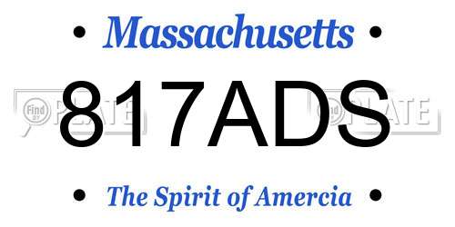 817ADS Massachusetts License Plate