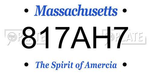817AH7 Massachusetts License Plate