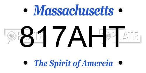 817AHT Massachusetts License Plate