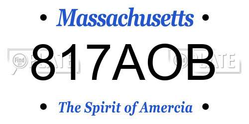 817AOB Massachusetts License Plate