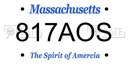 817AOS Massachusetts License Plate
