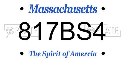 817BS4 Massachusetts License Plate