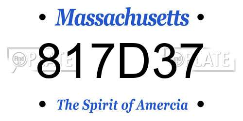 817D37 Massachusetts License Plate