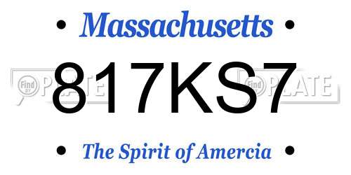 817KS7 Massachusetts License Plate