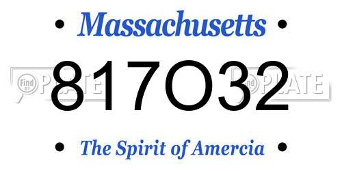 817O32 Massachusetts License Plate