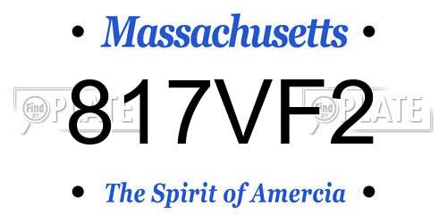 817VF2 Massachusetts License Plate