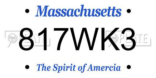 817WK3 Massachusetts License Plate