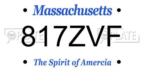 817ZVF Massachusetts License Plate
