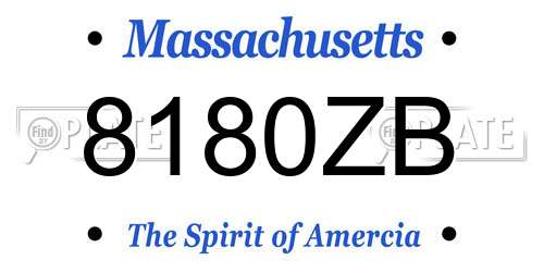 8180ZB Massachusetts License Plate