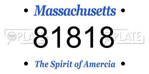 81818 Massachusetts License Plate