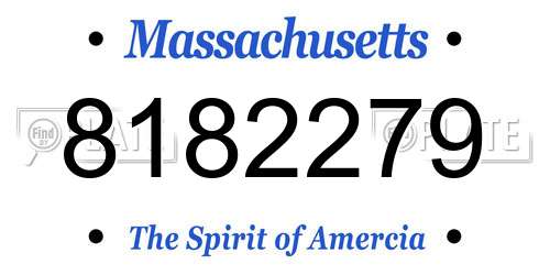 8182279 Massachusetts License Plate