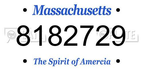 8182729 Massachusetts License Plate