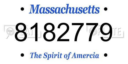 8182779 Massachusetts License Plate