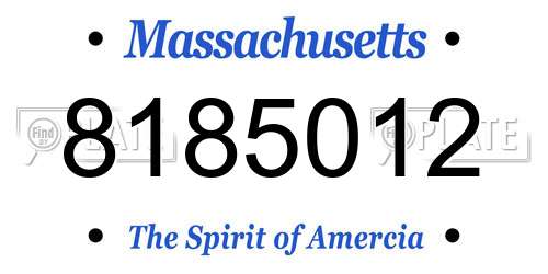 8185012 Massachusetts License Plate