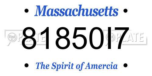 81850I7 Massachusetts License Plate