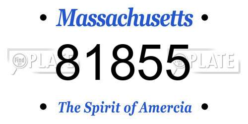 81855 Massachusetts License Plate