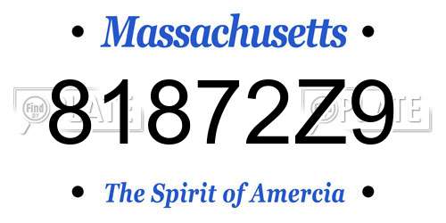 81872Z9 Massachusetts License Plate