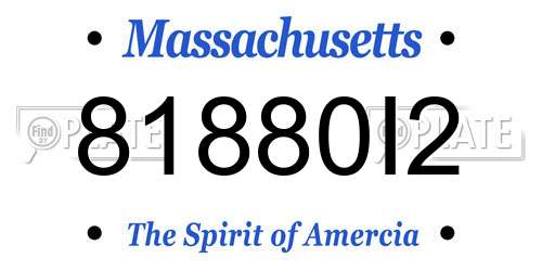 81880I2 Massachusetts License Plate