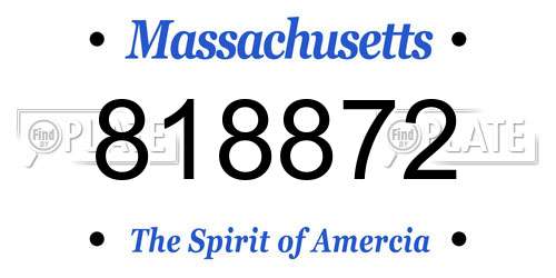 818872 Massachusetts License Plate