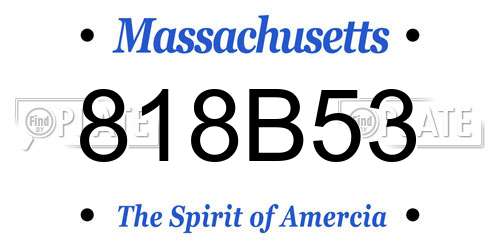 818B53 Massachusetts License Plate