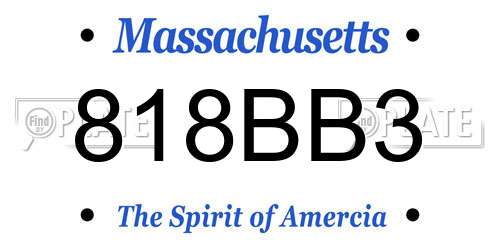 818BB3 Massachusetts License Plate