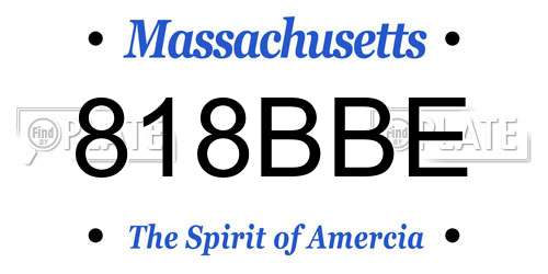 818BBE Massachusetts License Plate