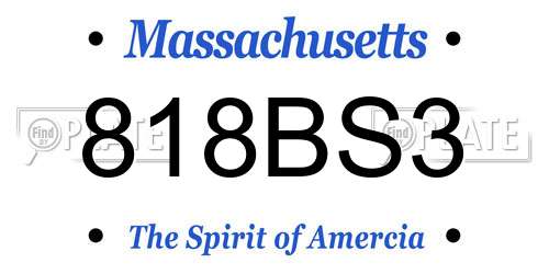 818BS3 Massachusetts License Plate