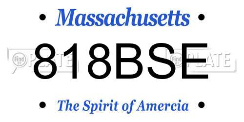 818BSE Massachusetts License Plate