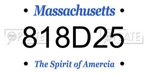 818D25 Massachusetts License Plate